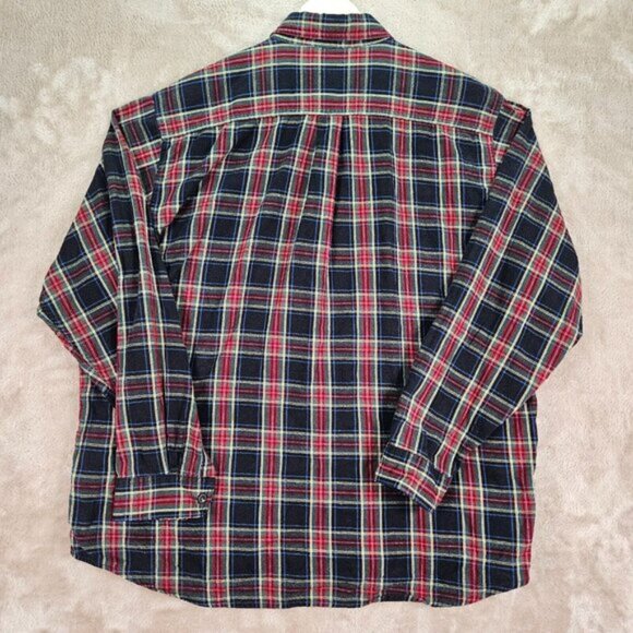 L.L.Bean Flannel Shirt Multicolor Plaid Button-Down Long Sleeve Pocket Men's XL - Picture 3 of 11